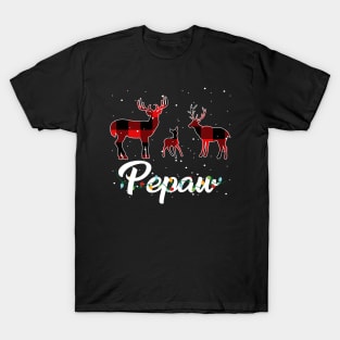 Pepaw Reindeer Plaid Pajama Shirt Family Christmas T-Shirt